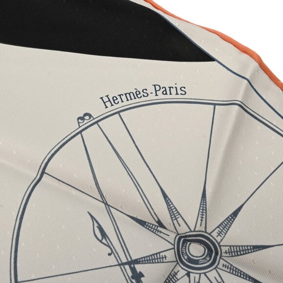 Hermès L HERMES Authentic Black Silk Scarf